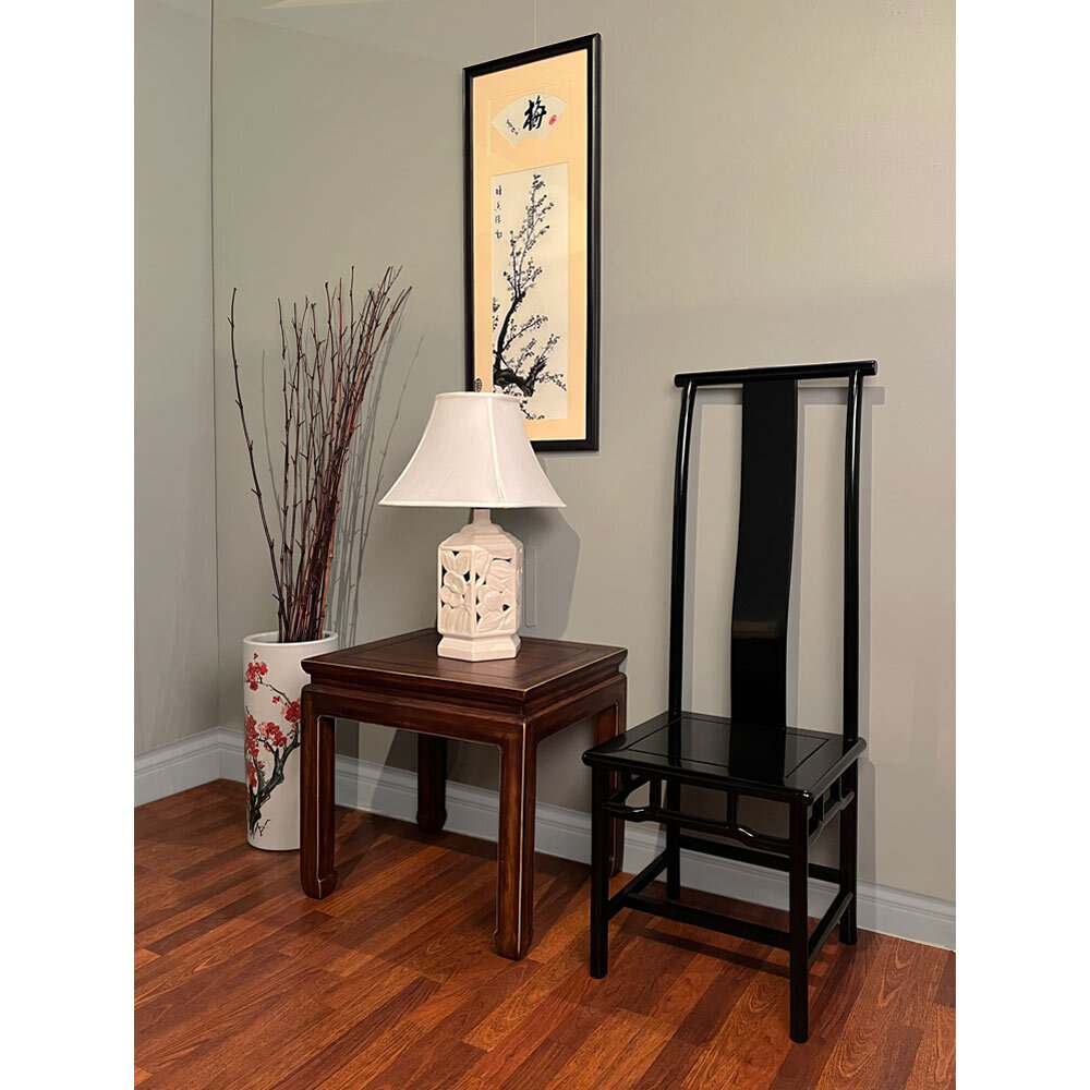 US Seller – Distressed Mahogany Elmwood Chinese Ming Lamp Table