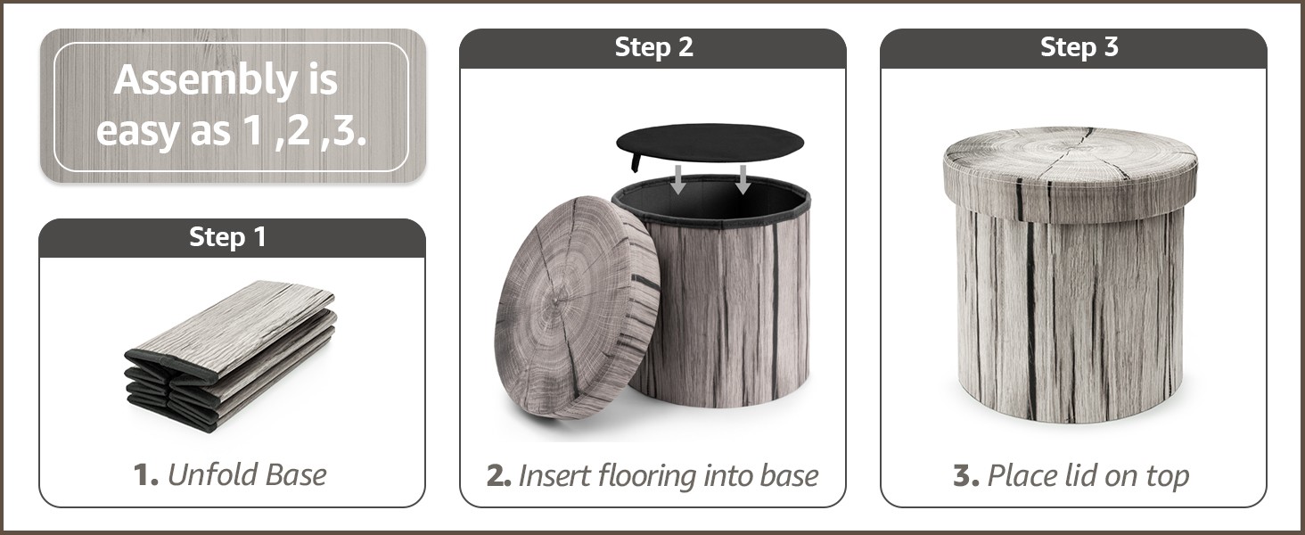 Tree Stump Stool, Storage Ottoman 15 Inch Fake Tree Stumps Log Stool Storage,