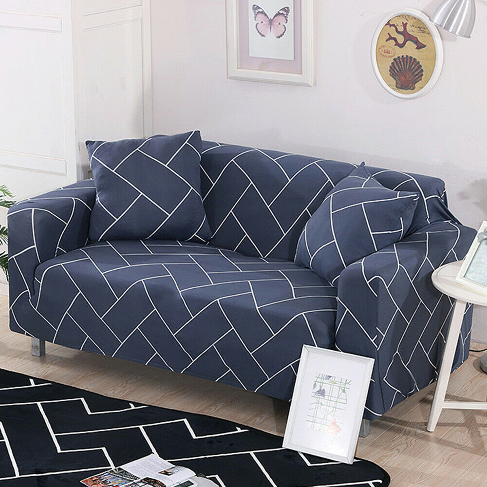 For 1/2/3/4 Seater Stretch Printed Sofa Covers Couch Protector Spandex Slipcover