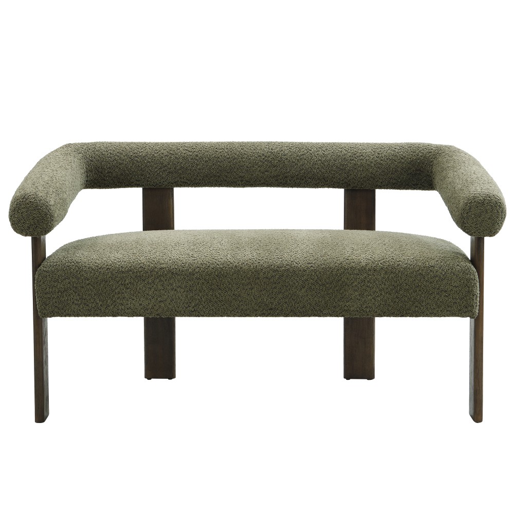Round armrest loveseat(Dark orange+Brown)