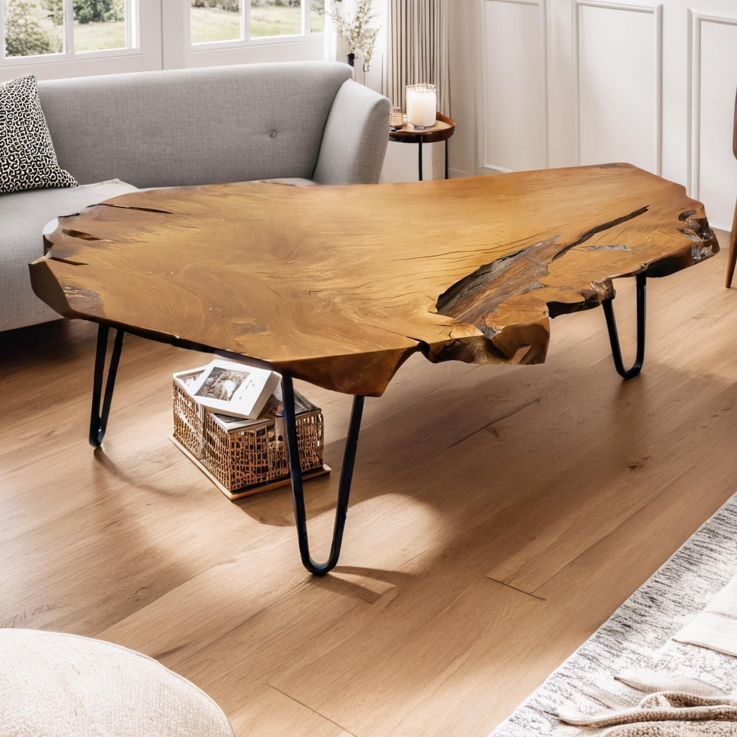 Live Edge Wood Coffee Table – Rustic Natural Design for Your Living Room