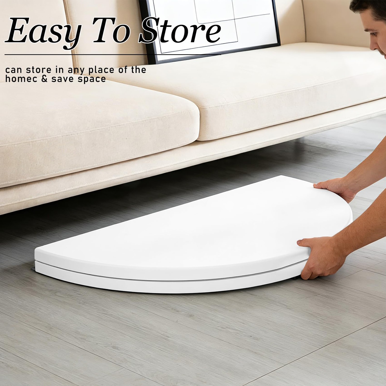 HAISIWLKJ 5FT Round Folding Table White Fold-in-Half with Carrying Handle Por…
