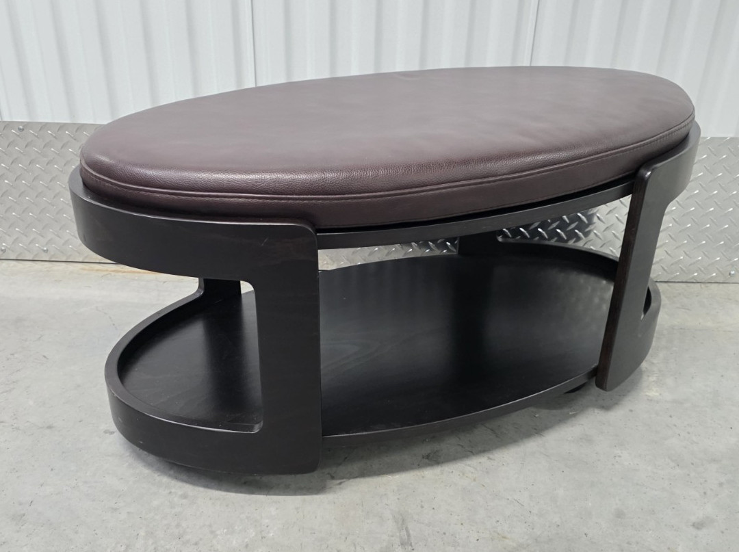 Ekornes Stressless Amarone Leather Wood Rolling Oval Ottoman Norway Furniture