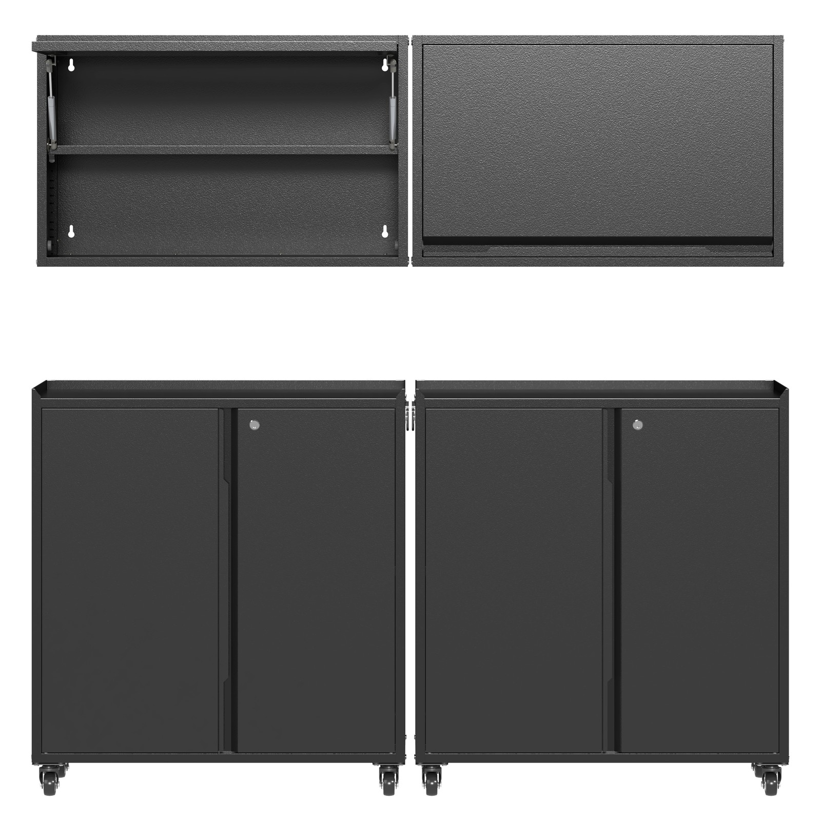 Rolling Tool Storage Cabinet System Workshop Set Kitchen Garage Wall Cabinet 4Pc