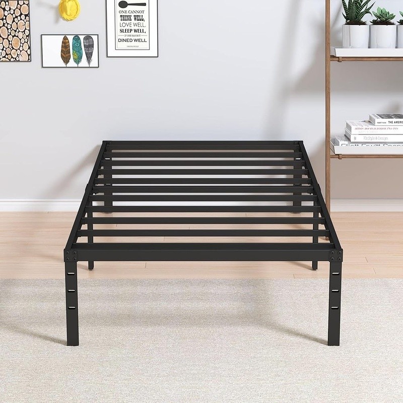 Metal Bed Frame Squeak Resistant Easy Assembly Underbed Storage Headboard Fit US