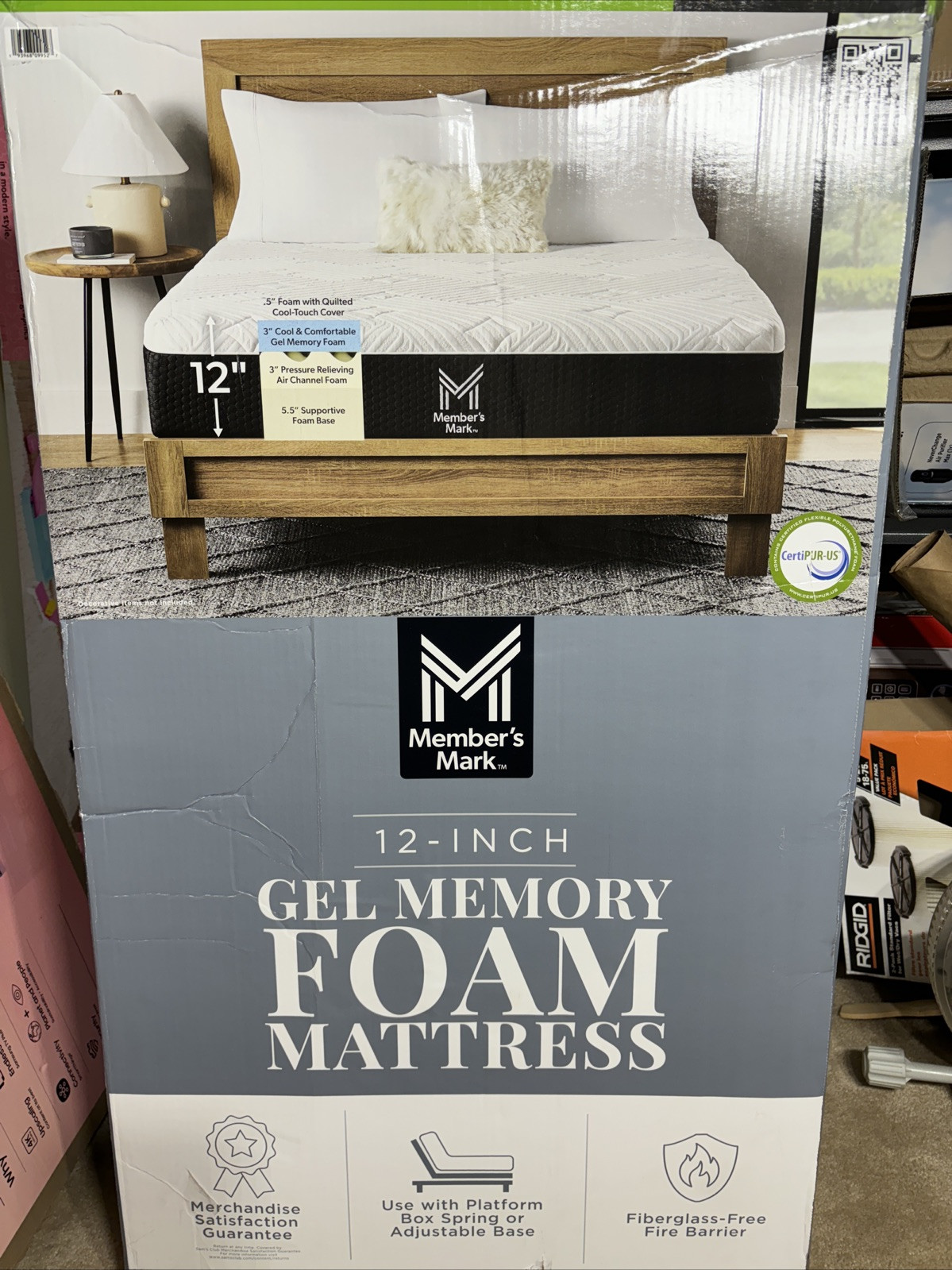 Member’s Mark King Medium Feel 12” Gel Foam Memory Mattress NIB