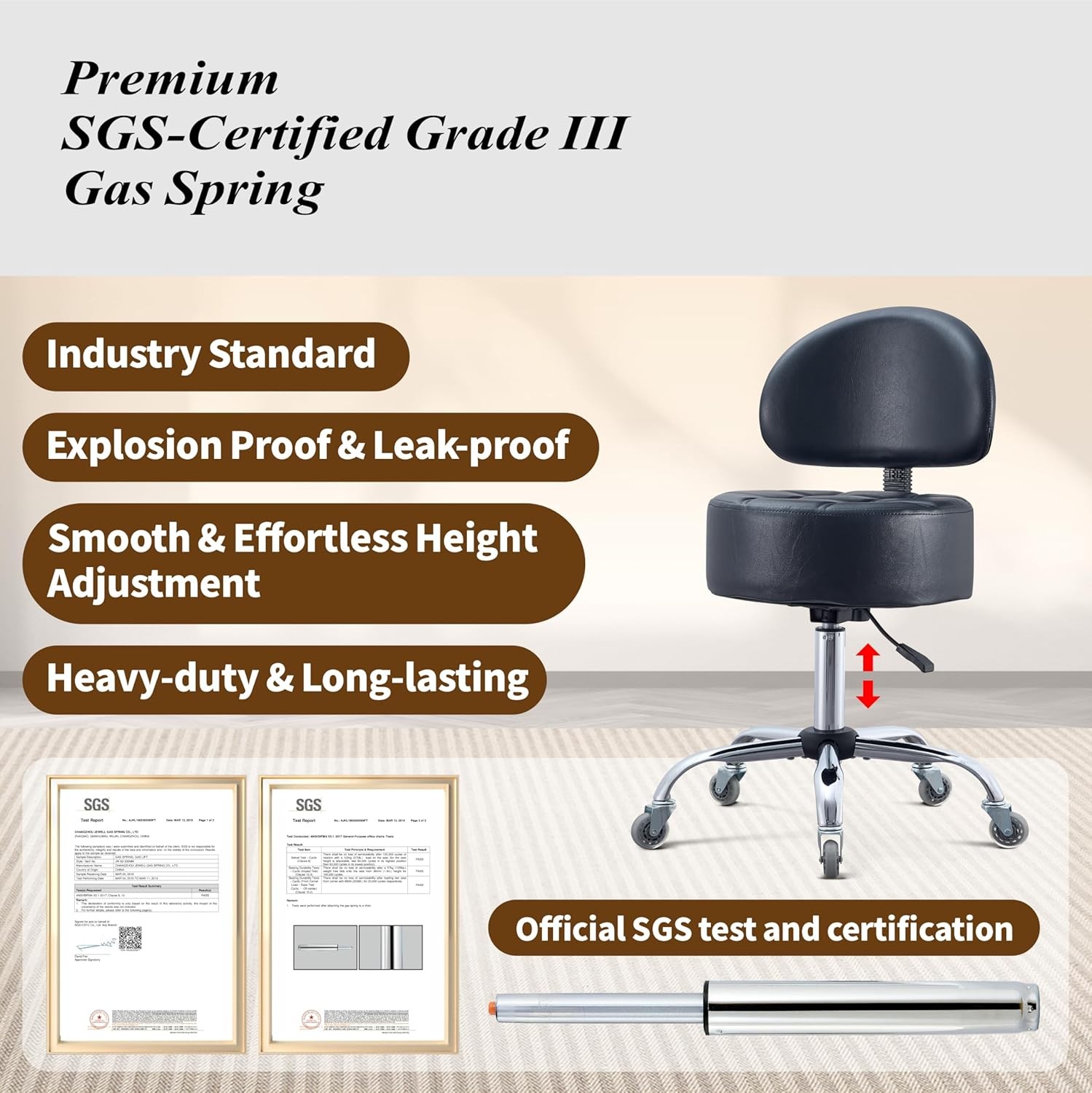 Ergonomic Drafting Stool with Backrest, 400LB Heavy Duty Hydraulic Stool, 19-25