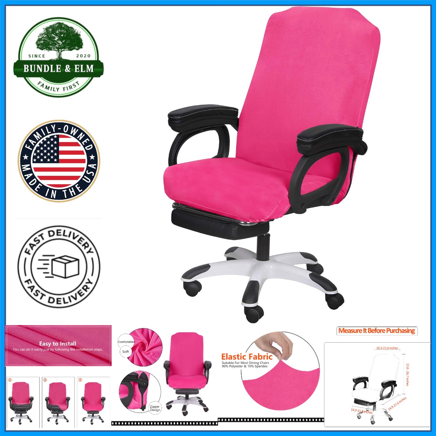 Stylish Dark Pink Office Chair Protector with Zipper Closure for Convenience