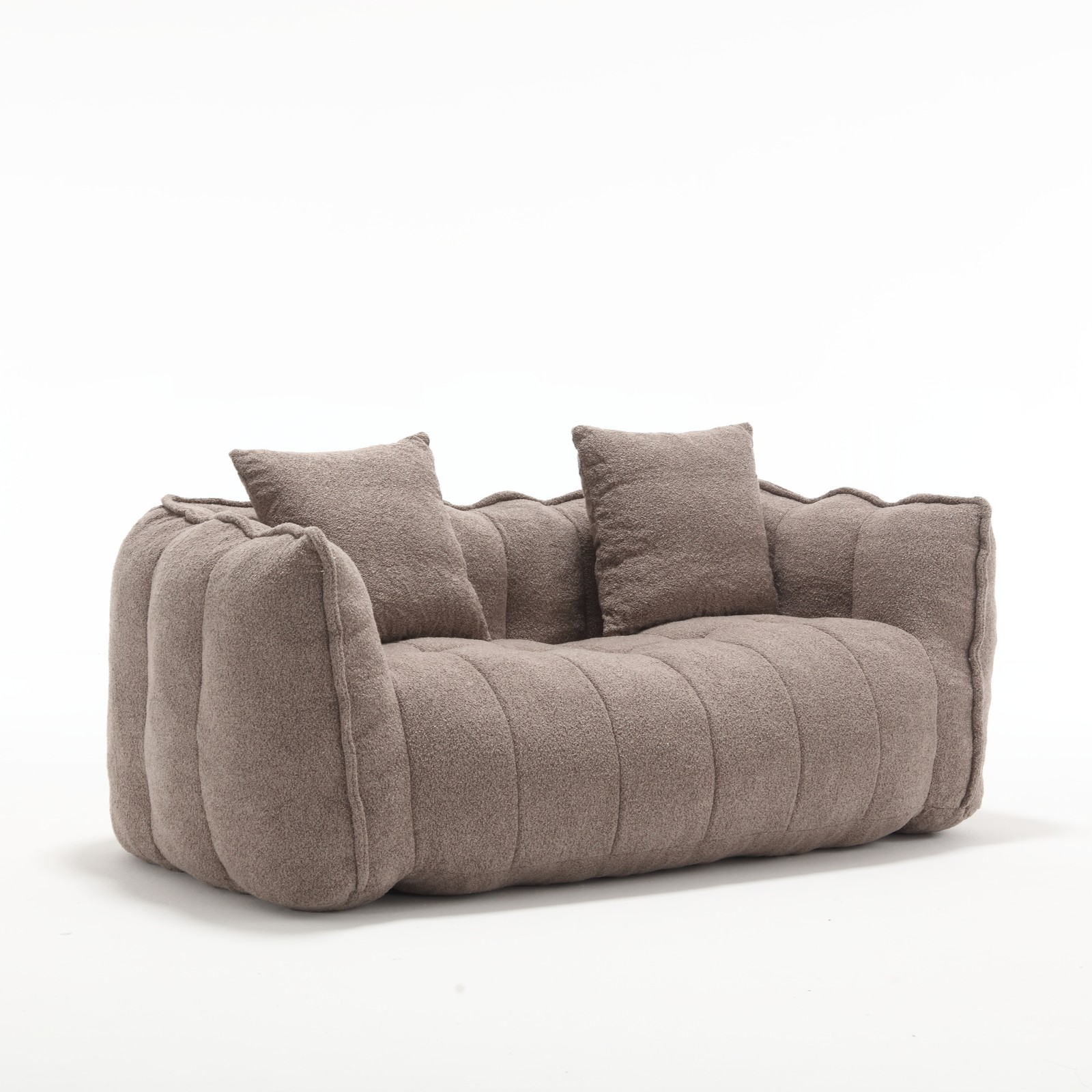 Large Brown Chenille Bean Bag Chair Sofa for Two, 66″L x 35″W