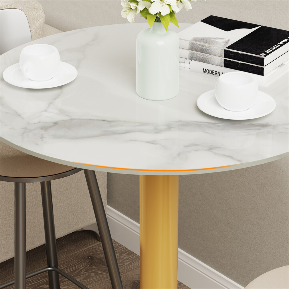 Unique Round Bar Table Sintered Tall Bistro Pub Table Dining Coffee Table 105cm