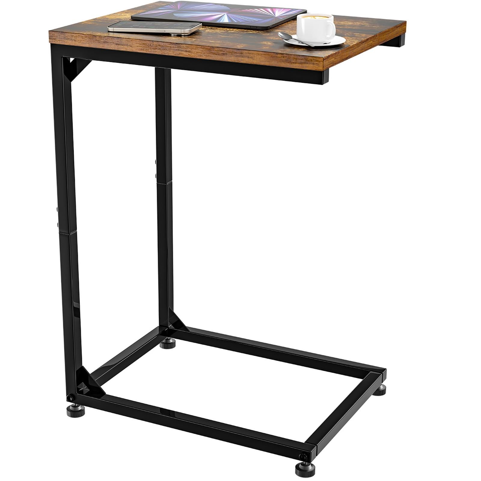 Simple Trending C Shaped End Table for Couch, Small Side Table TV Tray Table wit