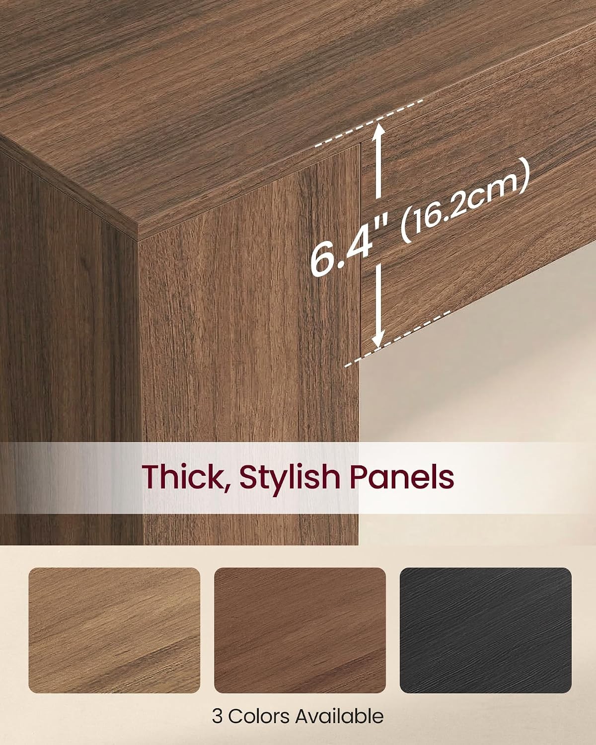 Stylish Farmhouse Console Table with Thick Top – Chestnut Brown, 63″ Wide