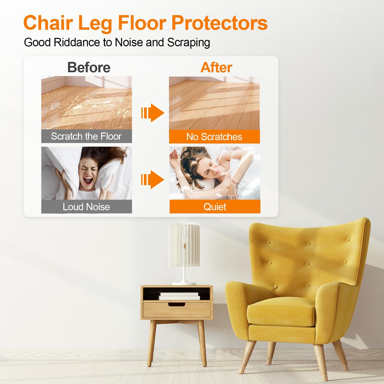 36Pcs Silicone Chair Leg Floor Protectors,Floor Protectors for Chairs,Rubber Cha