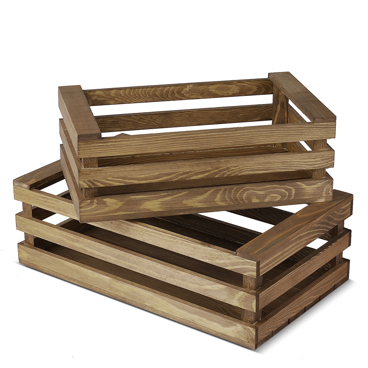 Decorative Storage Wooden Crates Rustic Style Vintage Wood Display Tray Boxes