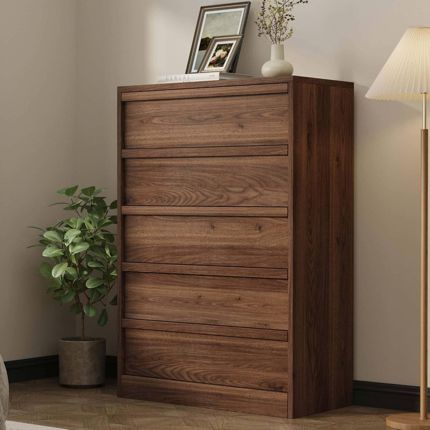 3/4/5/7/Drawer Dresser for Bedroom Handle Free Chest of Drawers Storage Cabinet