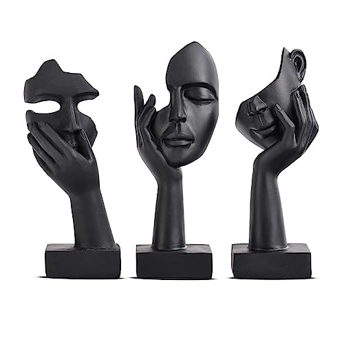 3 Pcs Small Thinker Statue Set – Black Art Abstract Home Accent 6″