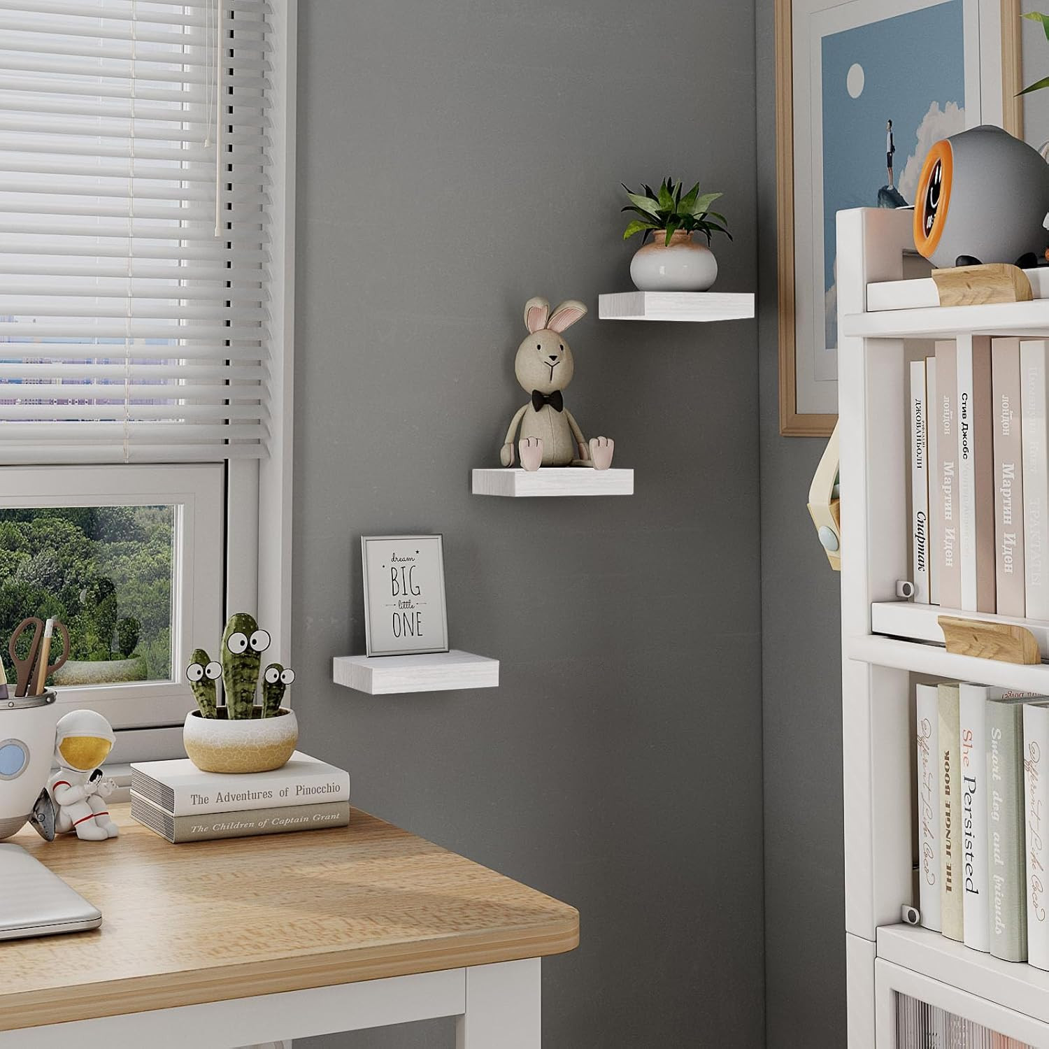 Small Floating Shelves for Wall – 6 Inch Mini Square White Shelves for Bedroom,