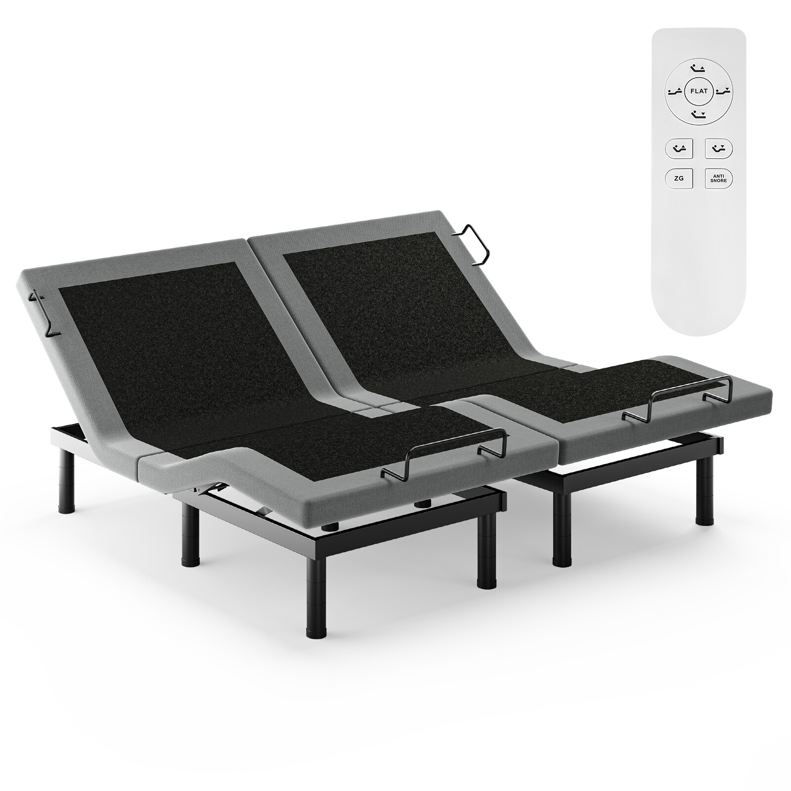 Upgraded Adjustable Bed Frame Base With Massage Backlit Remote 1000LB TXL King