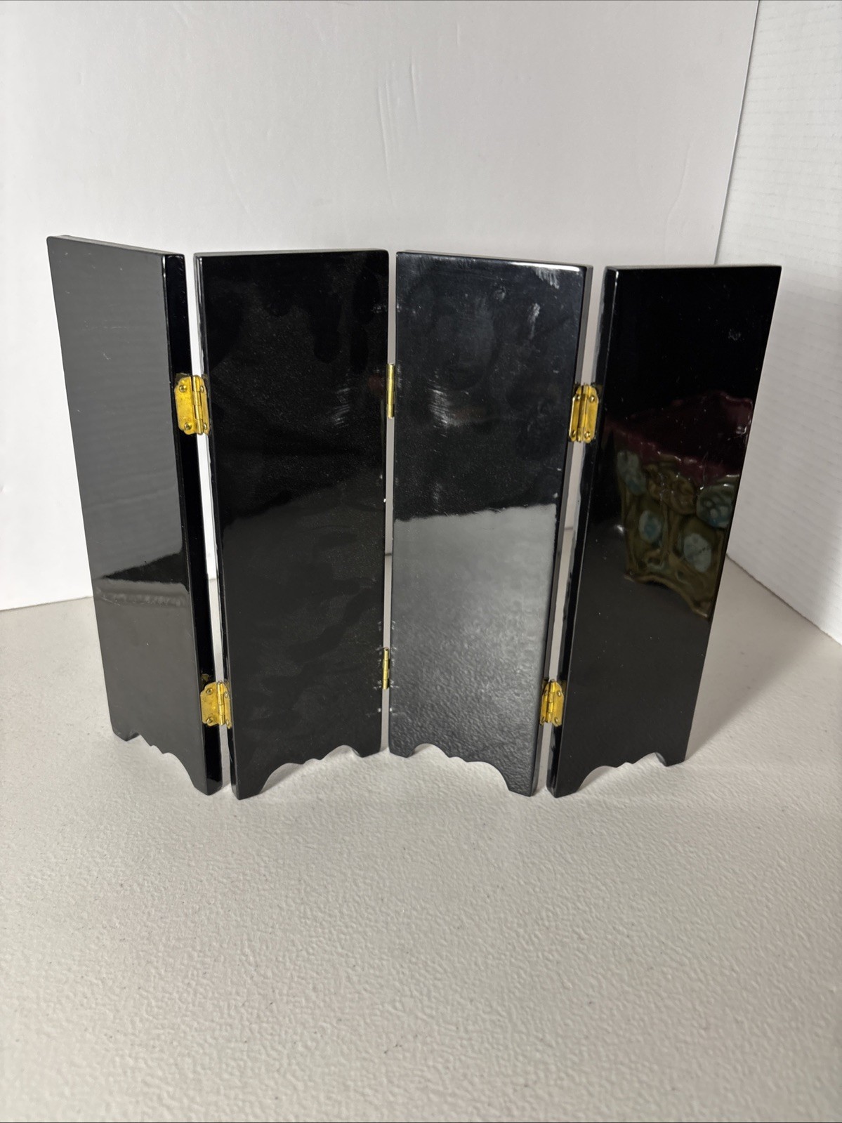 Mini Lacquer Screen Room Divider Decor Mother of Pearl Abalone Shell Tabletop