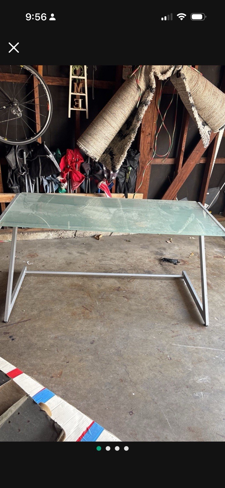 Rectangular Glass Top Table Clear Silver Metal Frame No Pattern Glass Tabletop