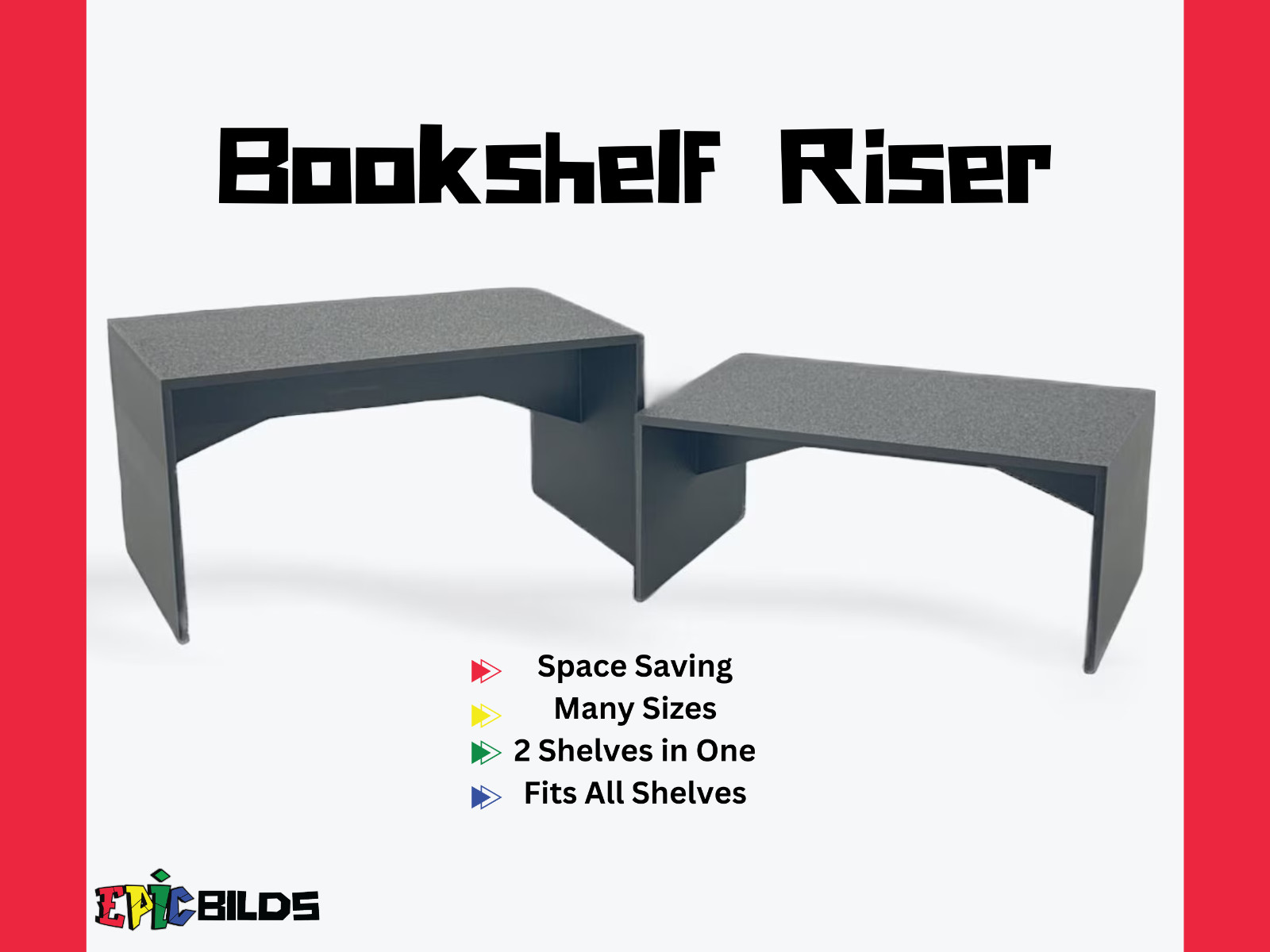 Space-Saving Bookshelf Riser: Modern Display Stand, 8×4.25″, Black