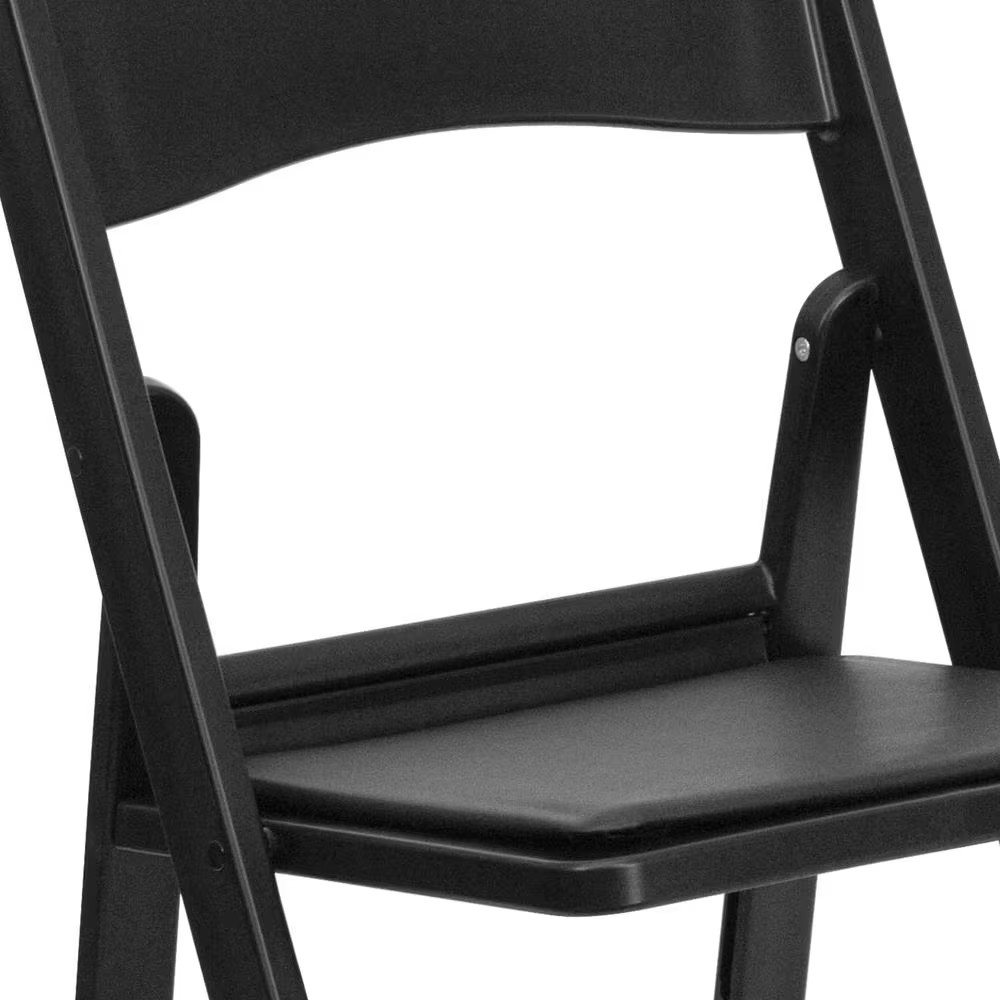 Resin Folding Chair Padded Seat Heavy Duty Event Chair 1000 Lb Black Chair