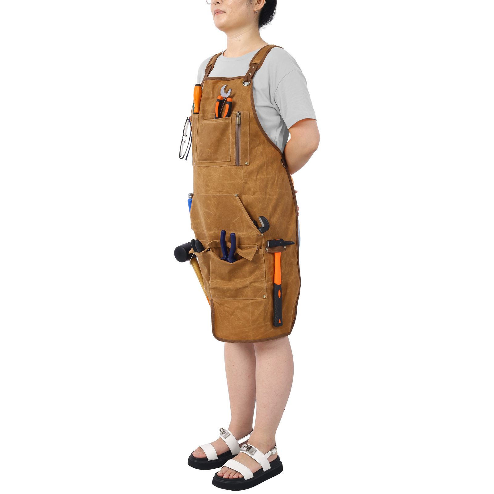 Long Heavy Duty Waxed Canvas Tool Apron Carpenter Aprons Woodworking Aprons Carp