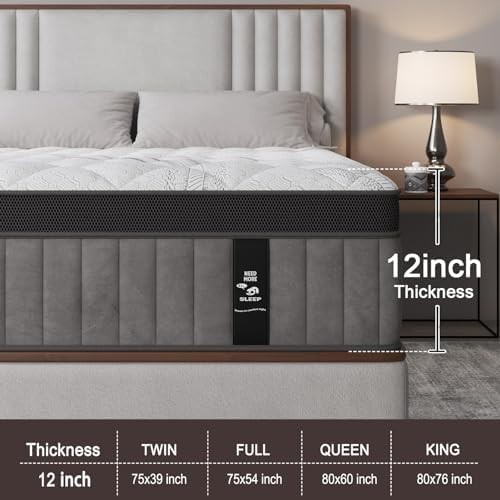 12 Inch Queen Mattress in a Box Hybrid Gel Memory Foam Pocket Spring Soft Plush