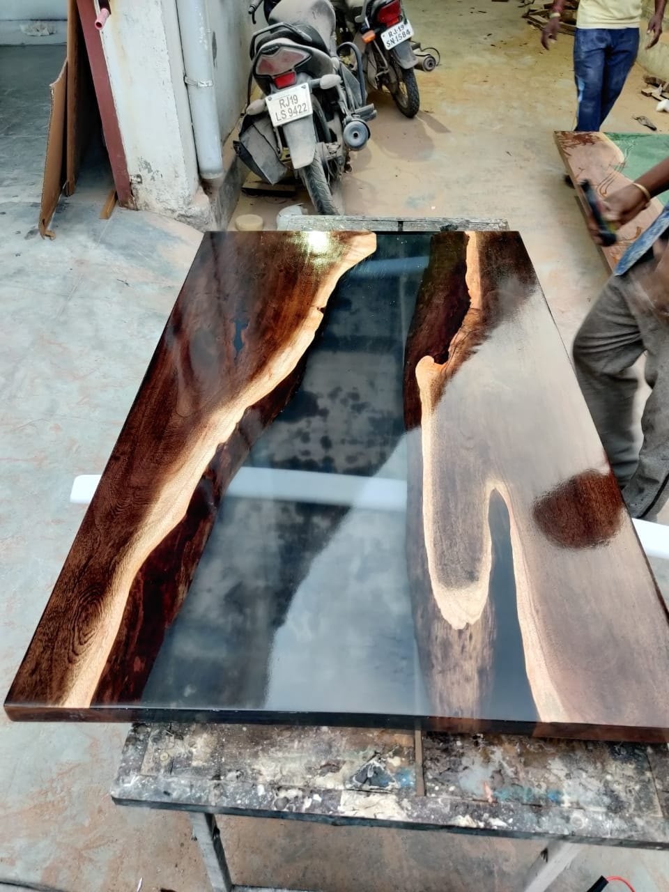 Dining Table Top | Clear Epoxy Coffee Center Table Top | Handmade Wood Decor