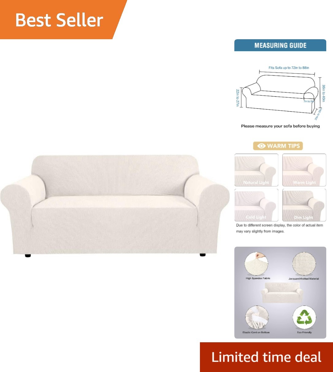 Modern Elastic Sofa Slipcovers for 3 Cushion Couches – Elegant & Easy to Install