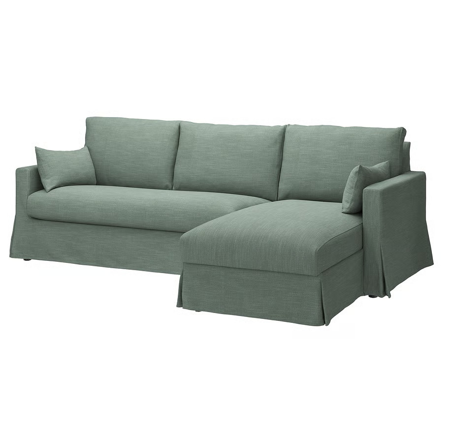 IKEA HYLTARP Cover for 3-seat sofa w chaise right Hemmesta gray-green 105.662.67