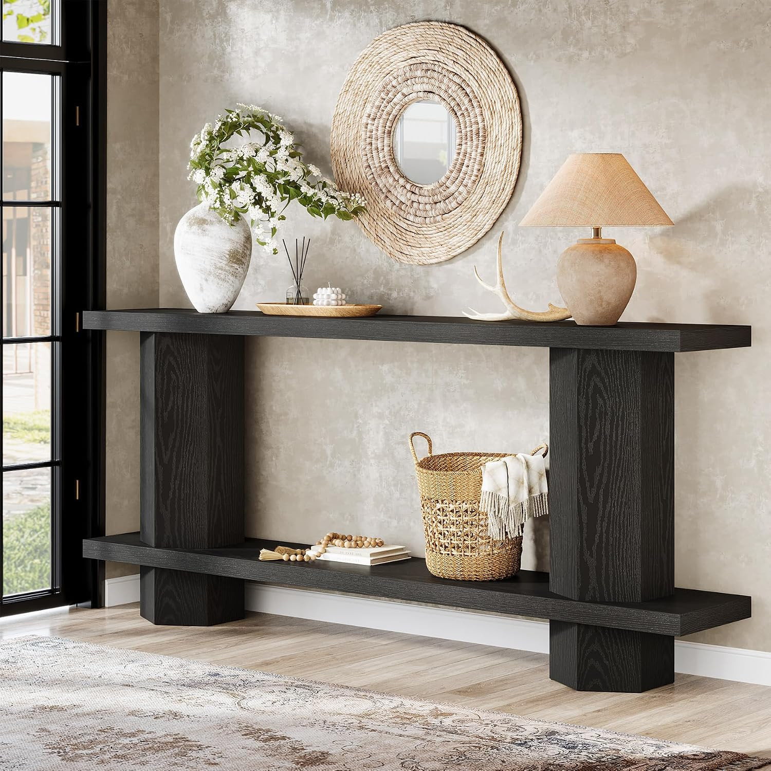 Tribesigns 71-Inch Black Console Table for Entryway and Living Room Decor