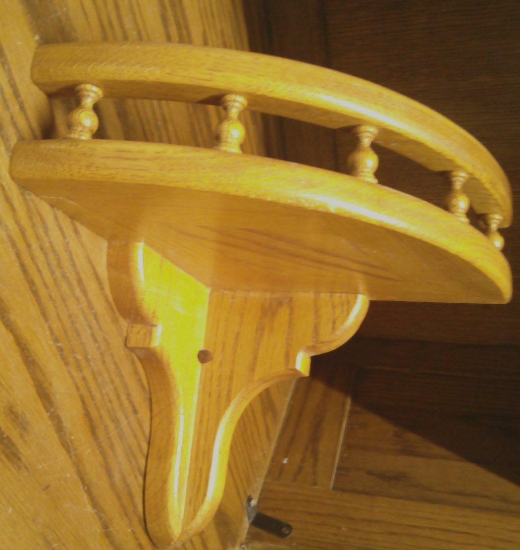 Solid Wood Corner Wall-Mount Shelf Colonial-Style Columns Farmhouse Country 1060