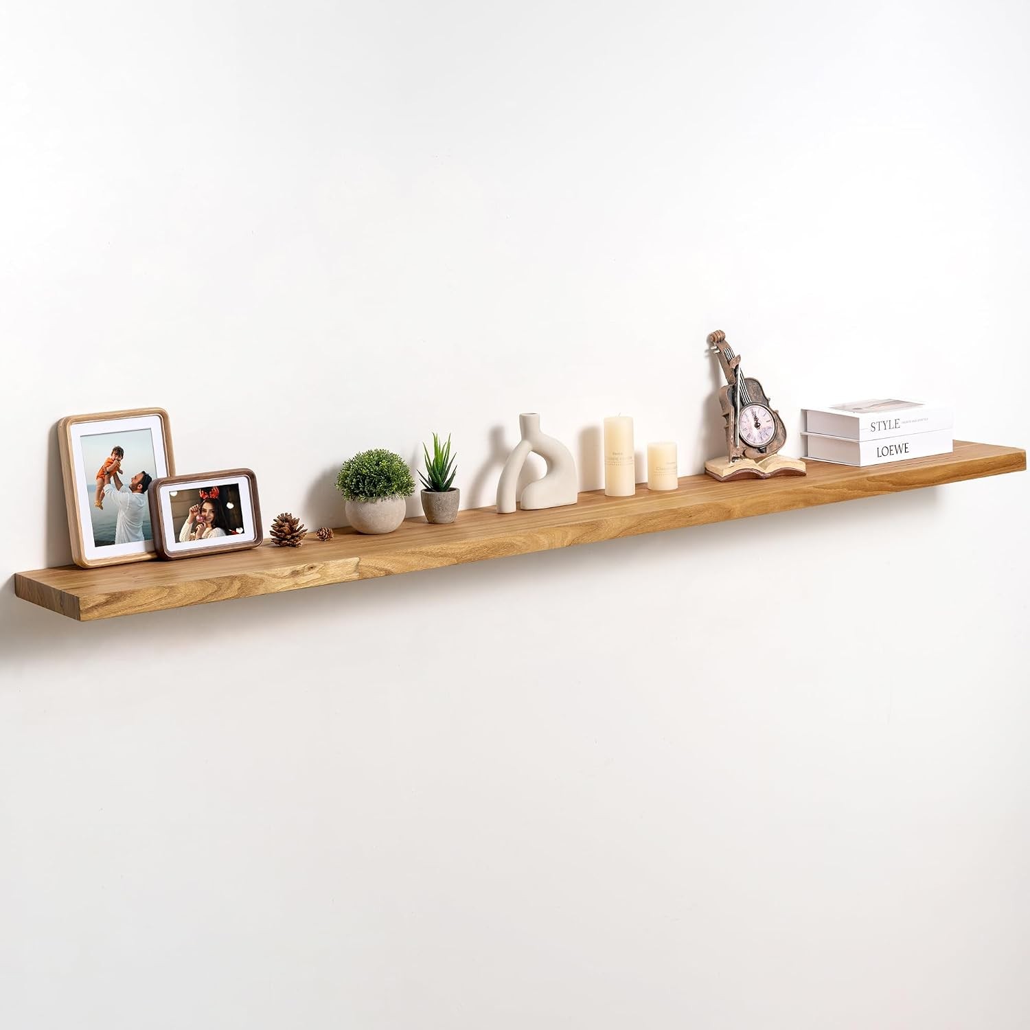 Live Edge Floating Shelves Wall 40 inch 8 Inch Deep Solid Elm Wood Floating Wall
