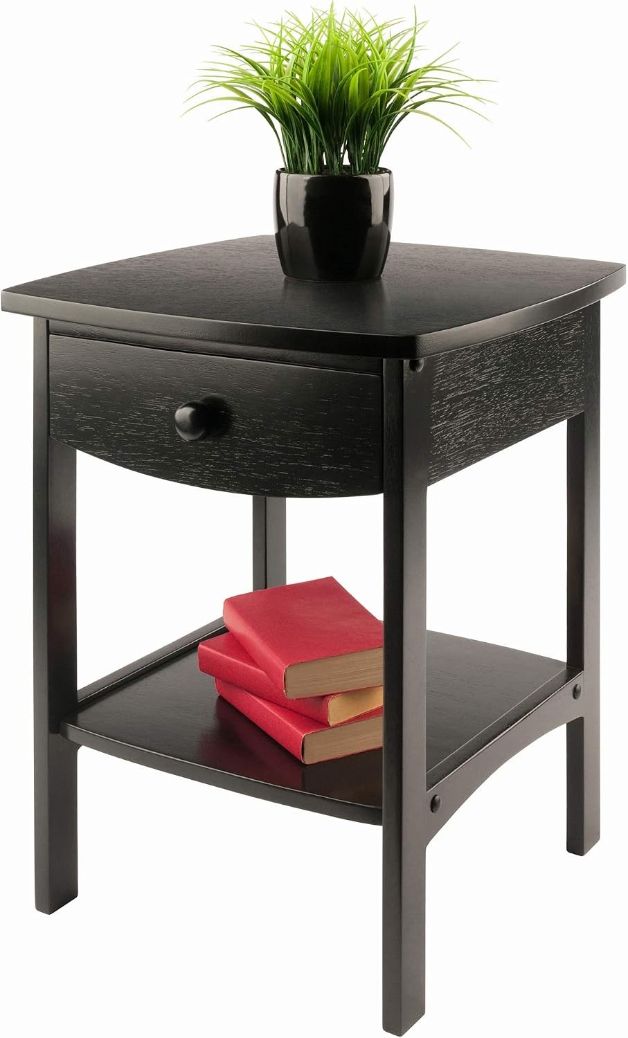 Winsome Wood Claire Accent Table Black Nightstand Storage Bedroom