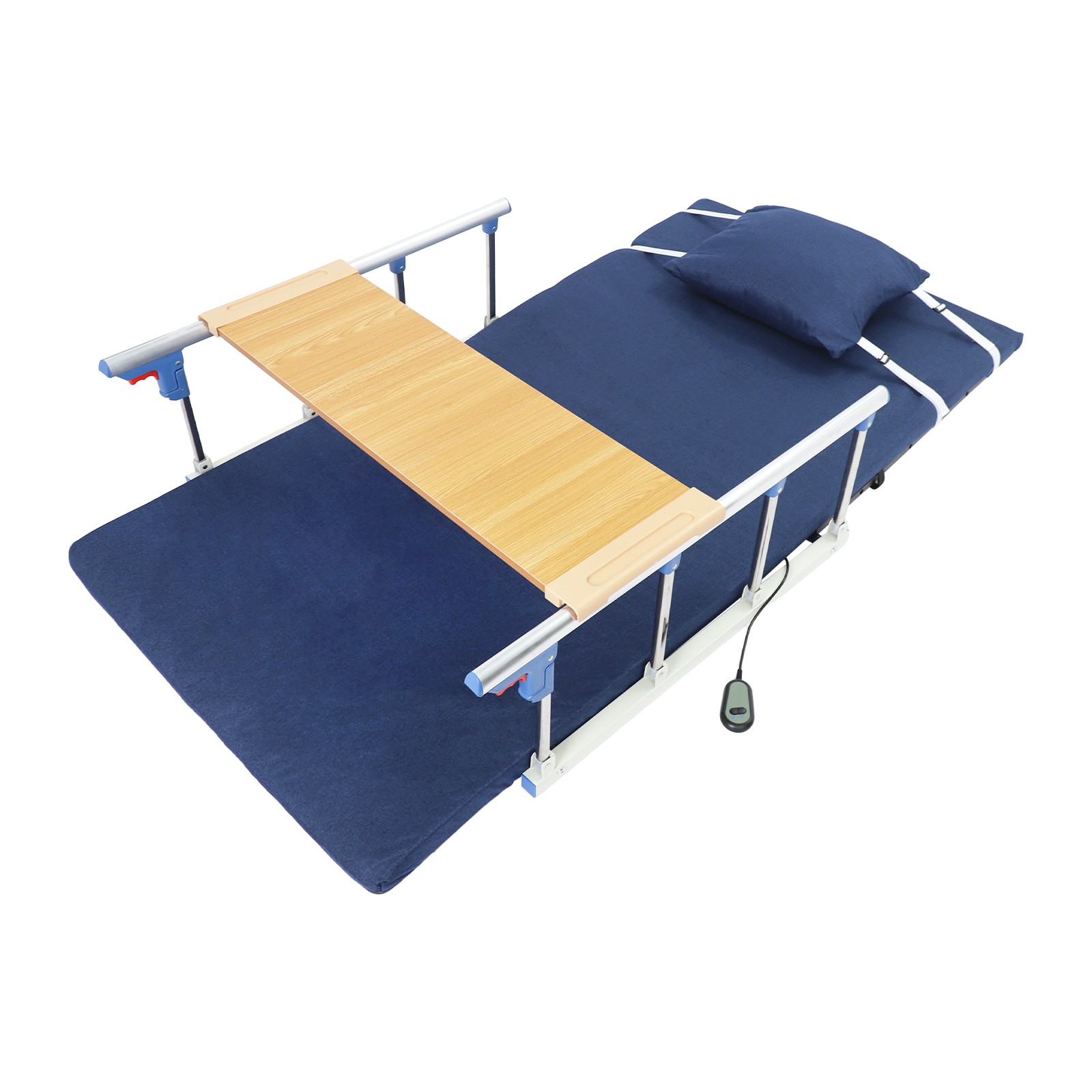 Electric Bed Lifting Backrest with Guardrails & Tray Table 2°-80° Remte Control