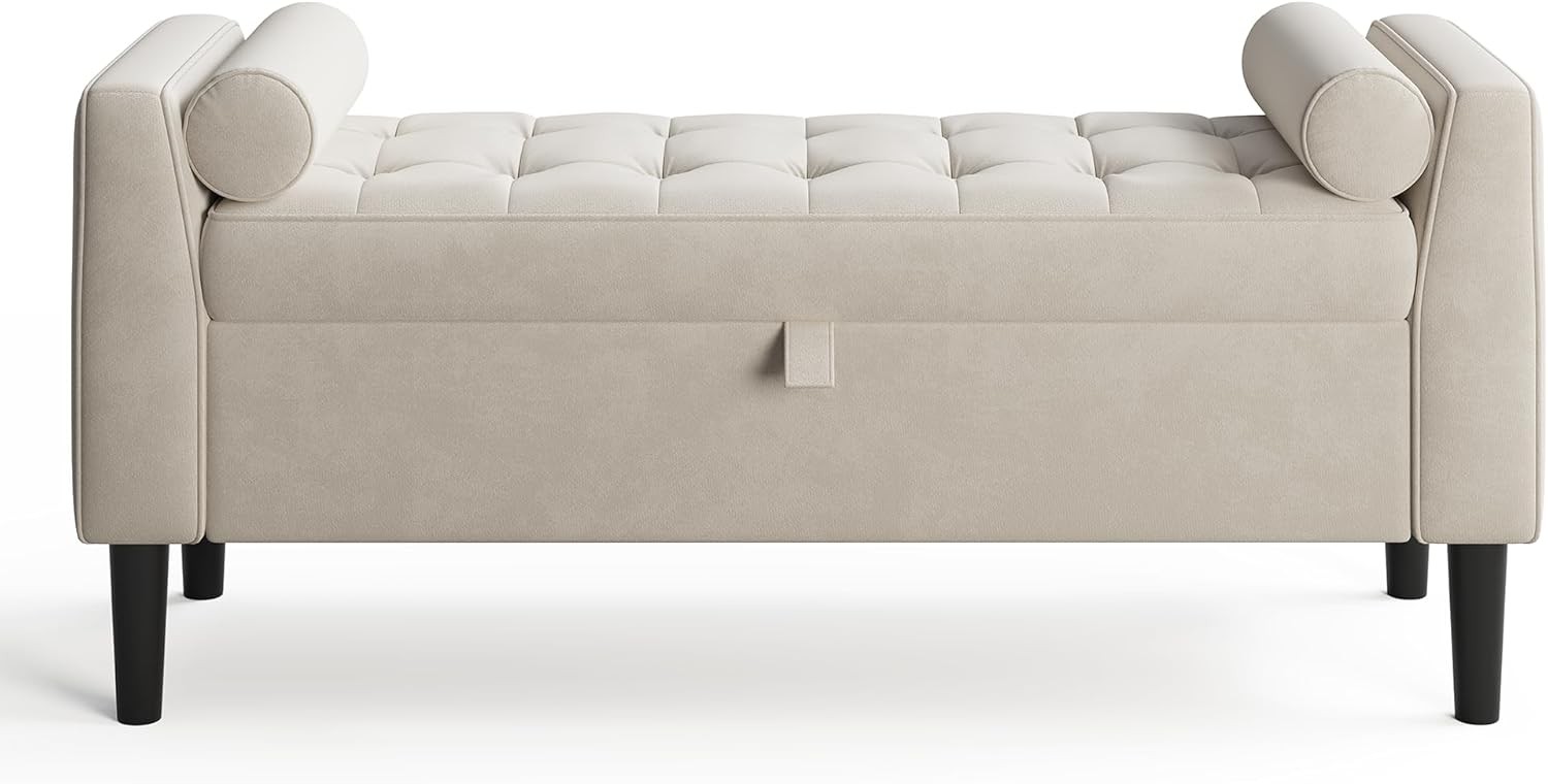 Storage Ottoman Bench Upholstered End-of-Bed Chest Entryway Shoe Bench Footrest