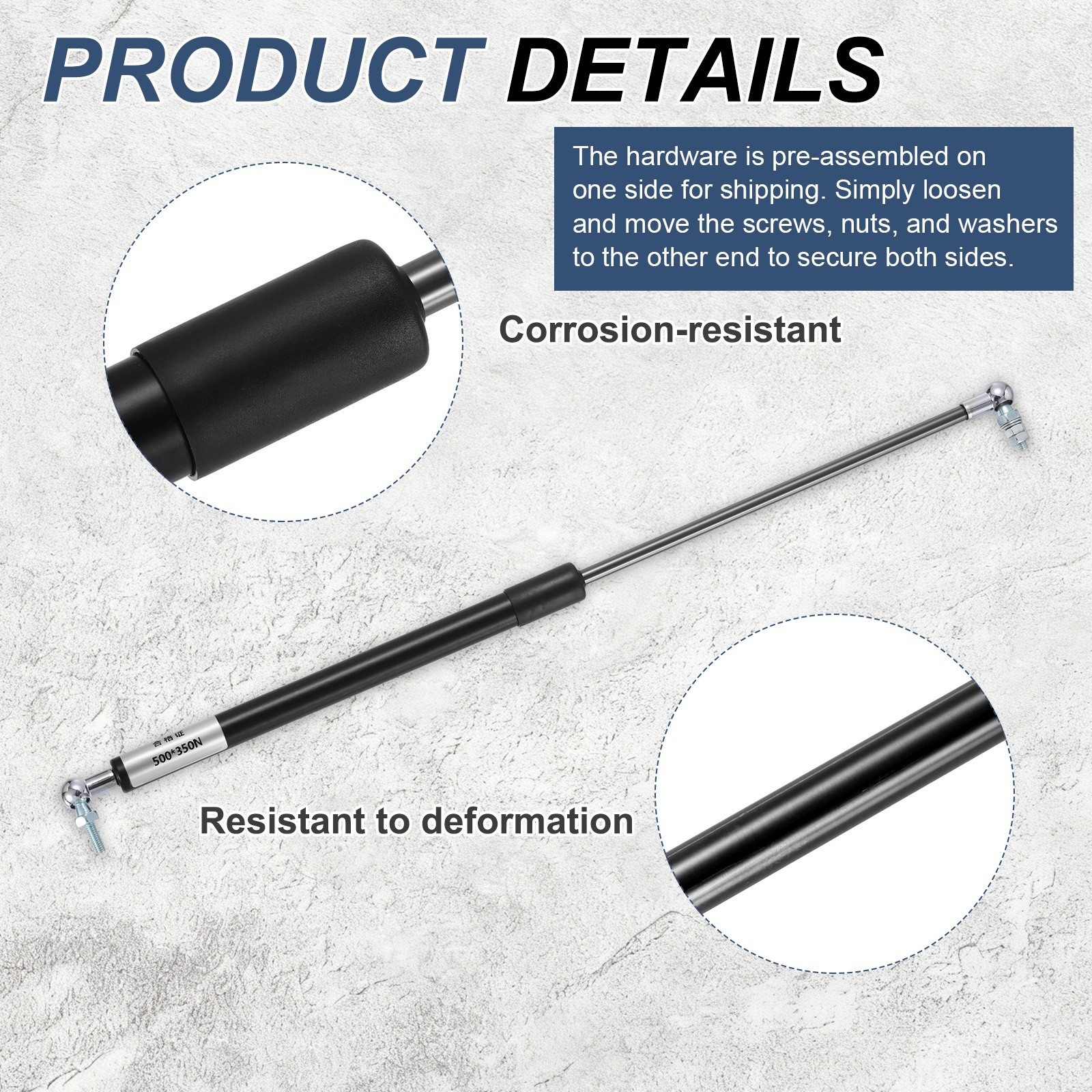 2 Sets Gas Strut, 79Lb/350N 20 Inch Lift Support Hydraulic Rod