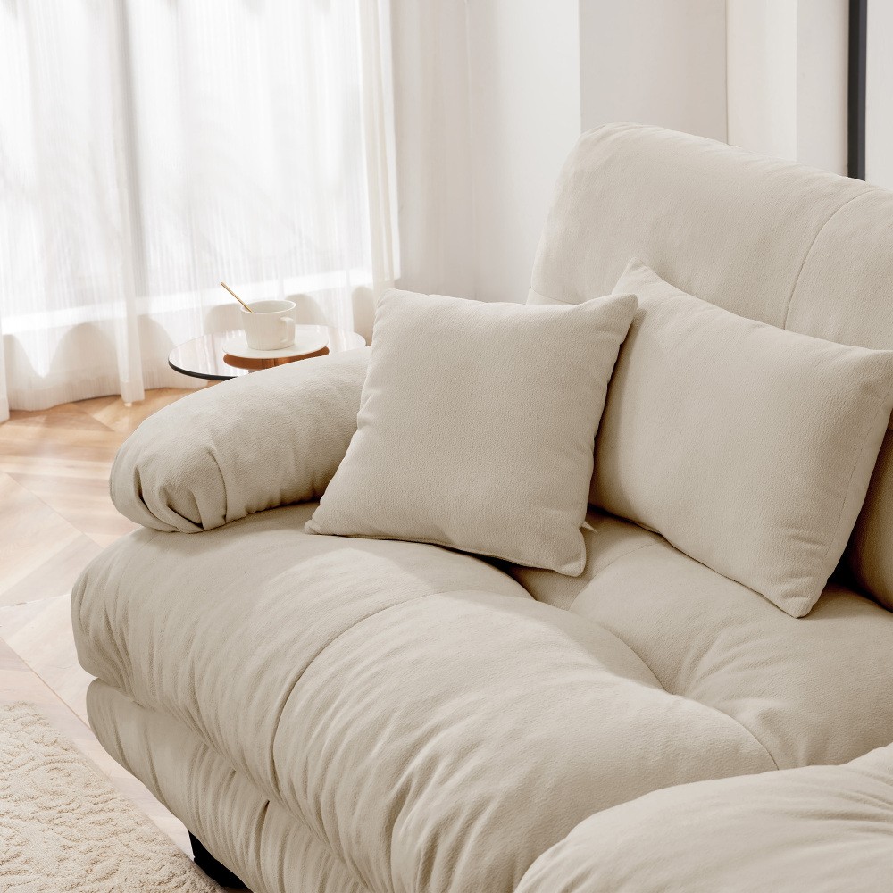 27″Light Coffee Chenille Sofa LSF with 2 Pillows1-Seat Flexible Combination Sofa