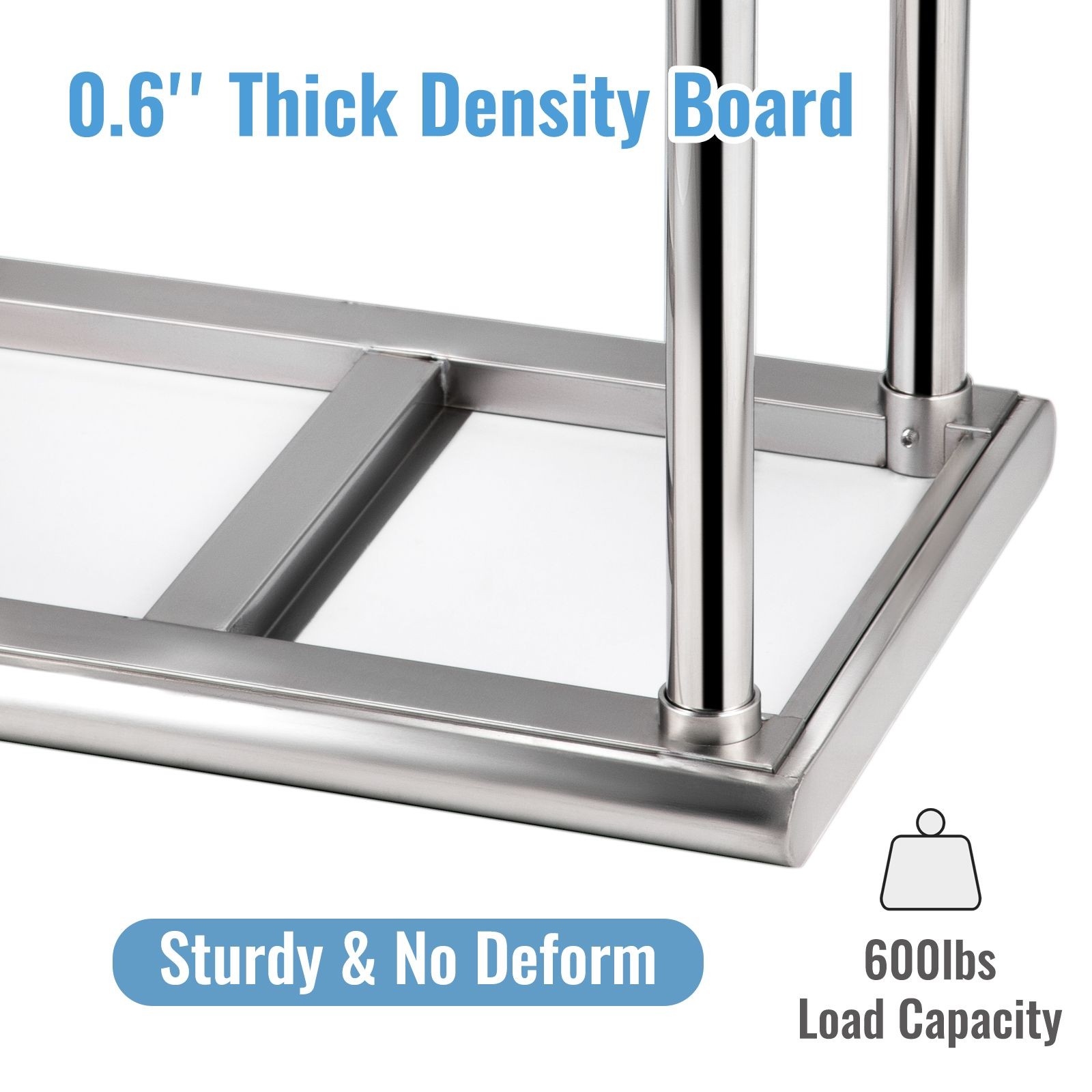 Stainless Steel Prep Table 24x18in, 600lbs Load, Adjustable Undershelf