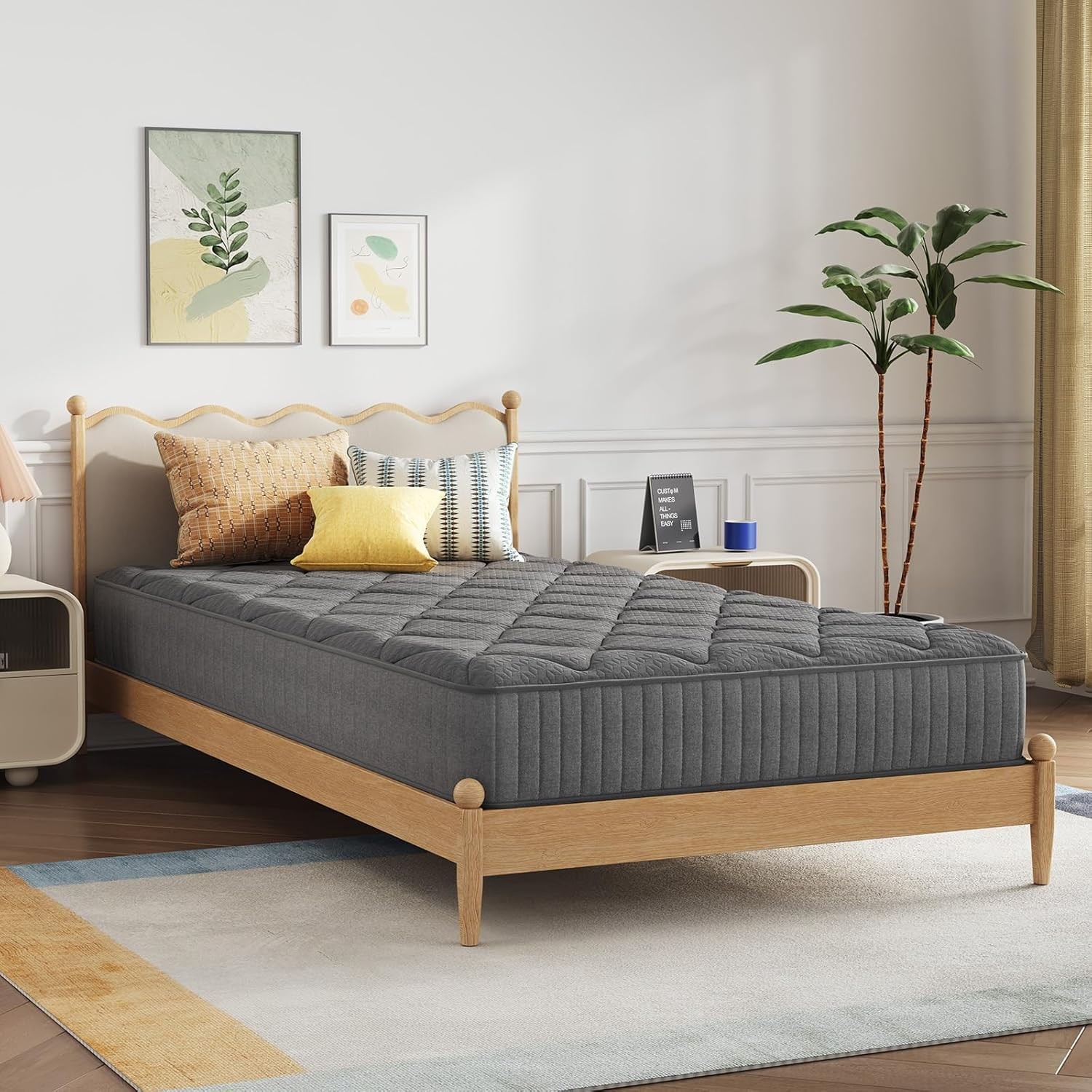 Twin XL Mattress 8 Inch Hybrid Cooling Memory Foam Pocket Coil Bed in Box
