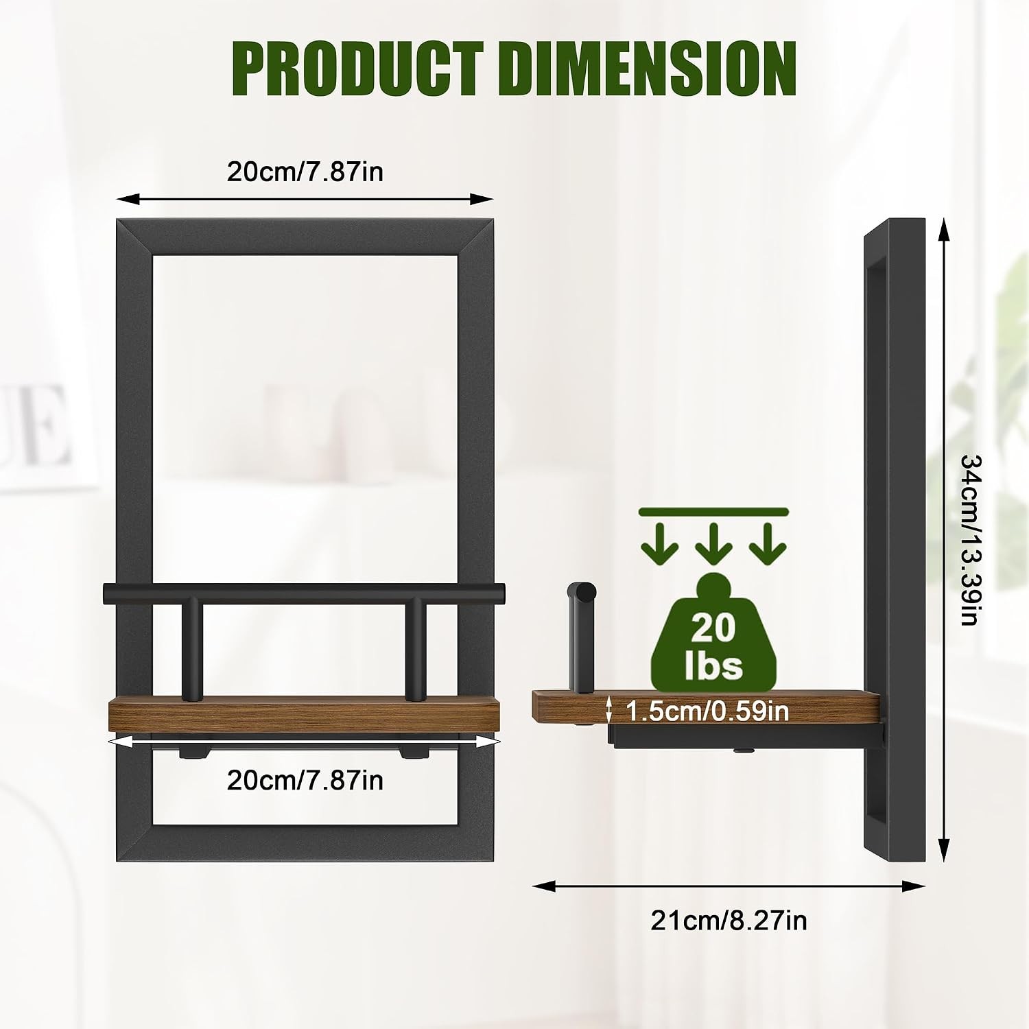 2-Pack Floating Shelves for Indoor Plants, Wall Mounted Storage Shelves for Bedr