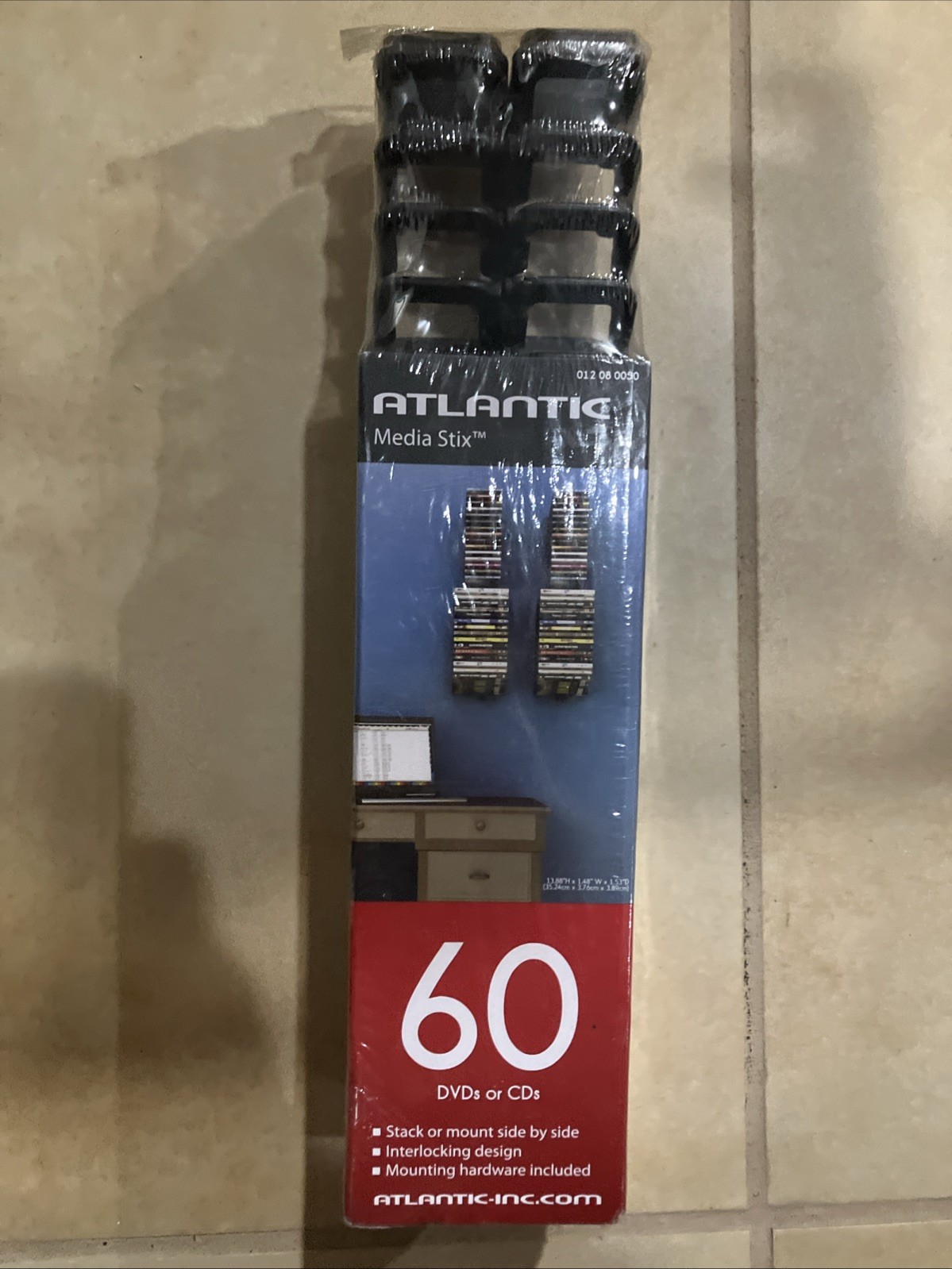 Atlantic Media Stix for DVDs, CDs Storage Wall Mount 4 Pack Sealed New