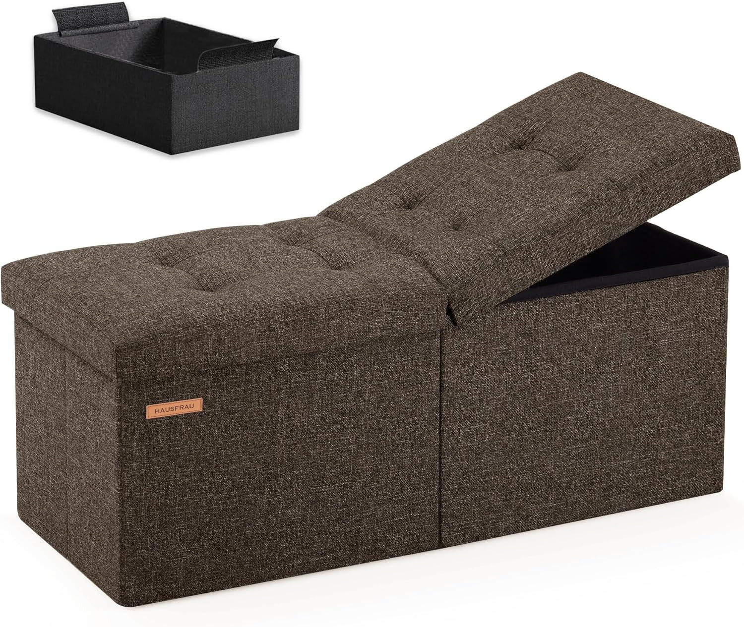 31.5 Inches Ottoman with Storage Bench, Folding Ottoman Bench Small Foot Rest St