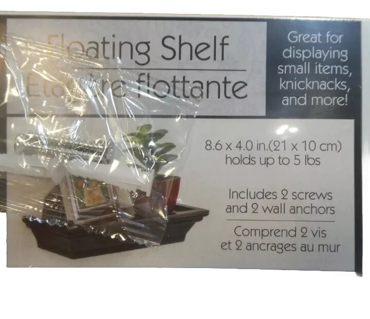 White Floating Shelf Kit Built-In Hangers & Hardware 8.6×4 Small PVC Plastic