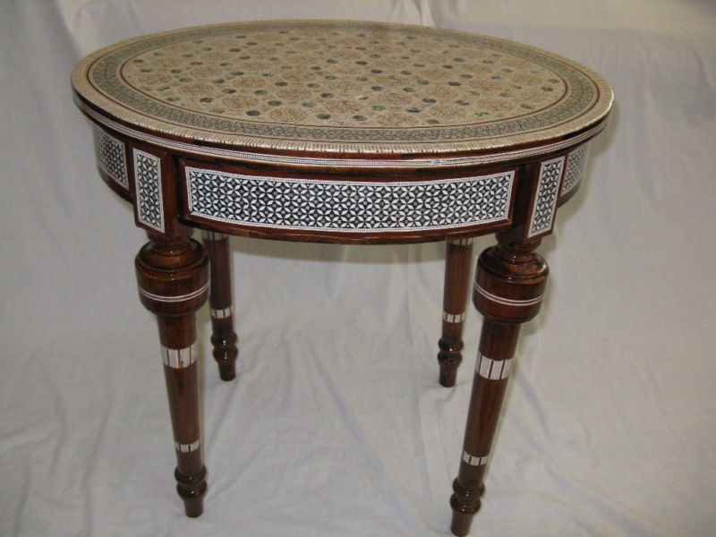 Egyptian Inlaid Mother of Pearl Wood Oval Living Room Table 20.5″ from Egypt