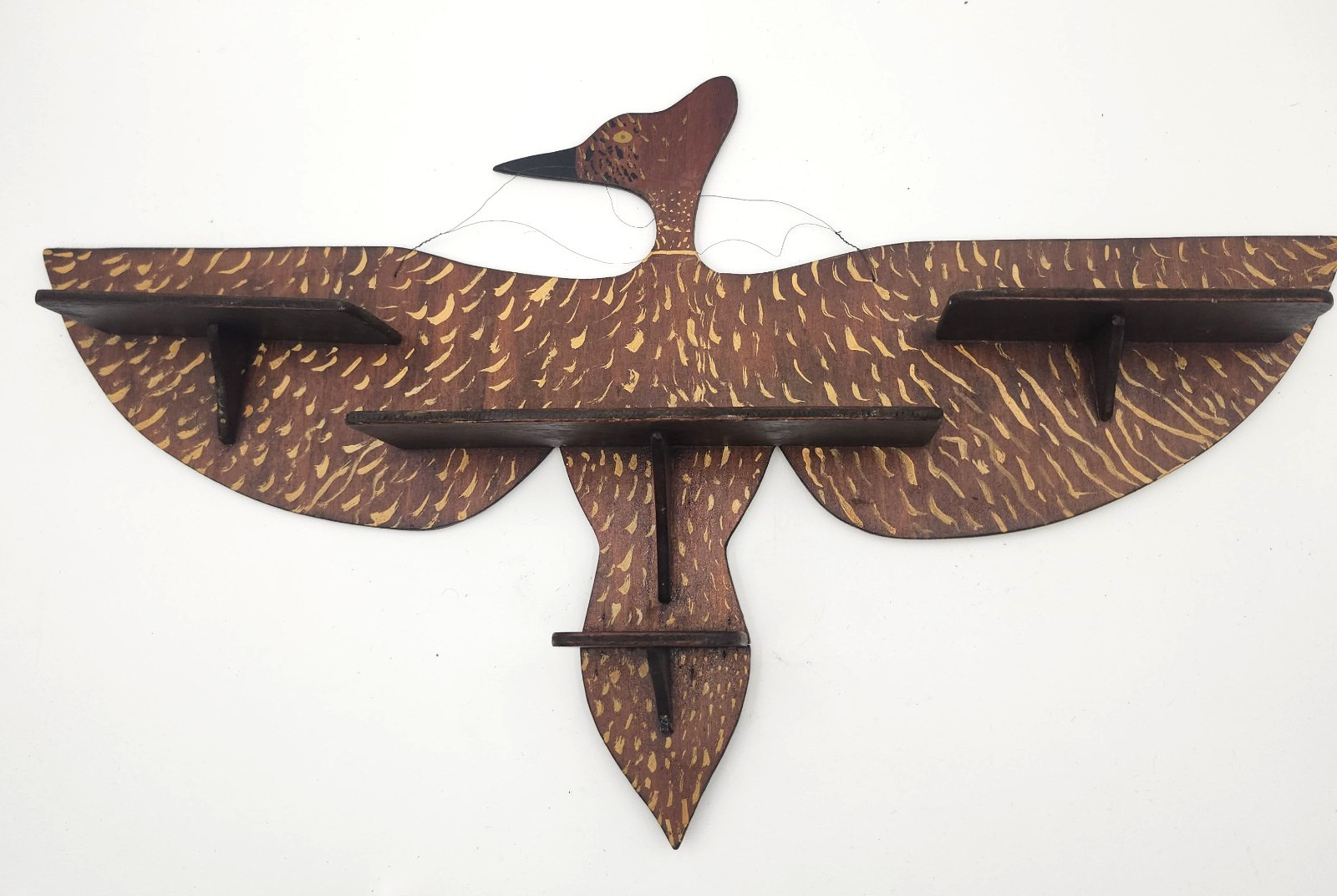 25″ Vintage Shelf bird-shaped wooden wall shelf wood miniatures unique
