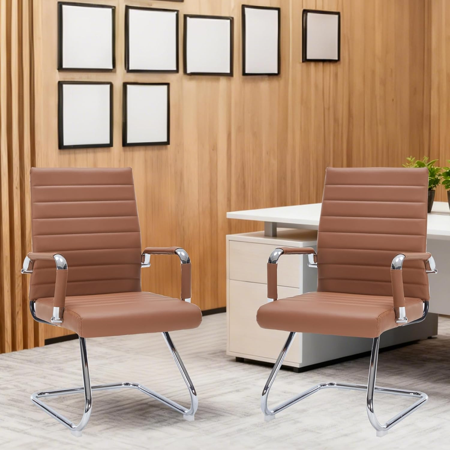 Waiting Room Chairs, Office Guest Chair with Sled Base Mid Back for Reception Co