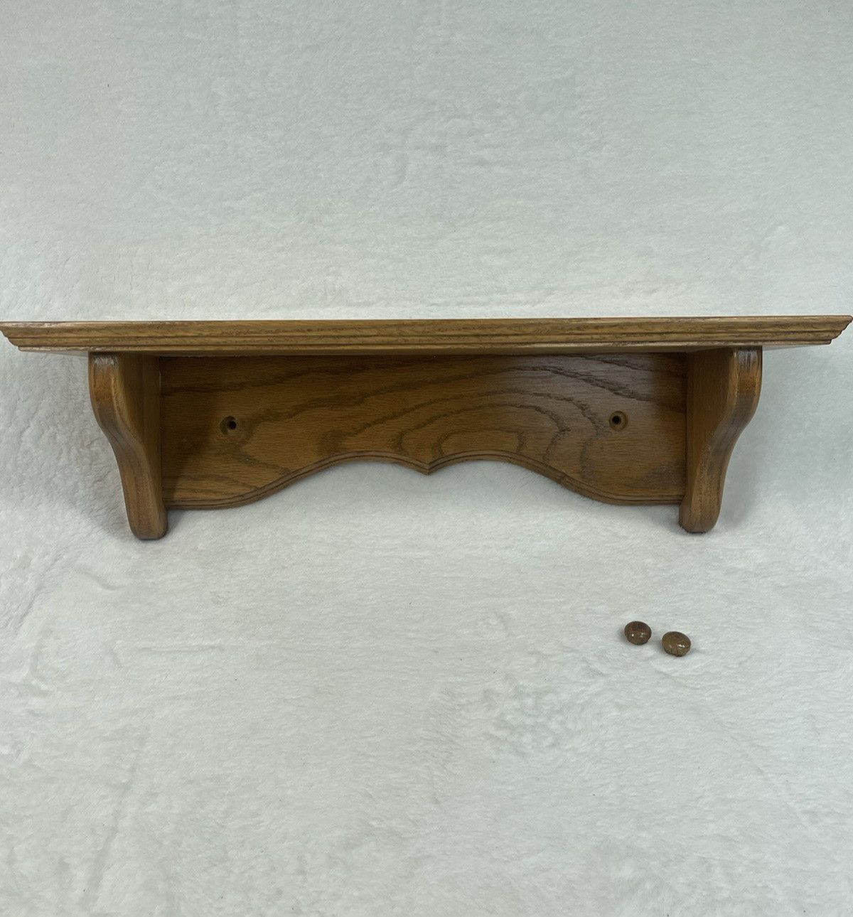 Vintage Solid Wood Wall Shelf 18″ Honey Oak Display Plate Ledge Rustic