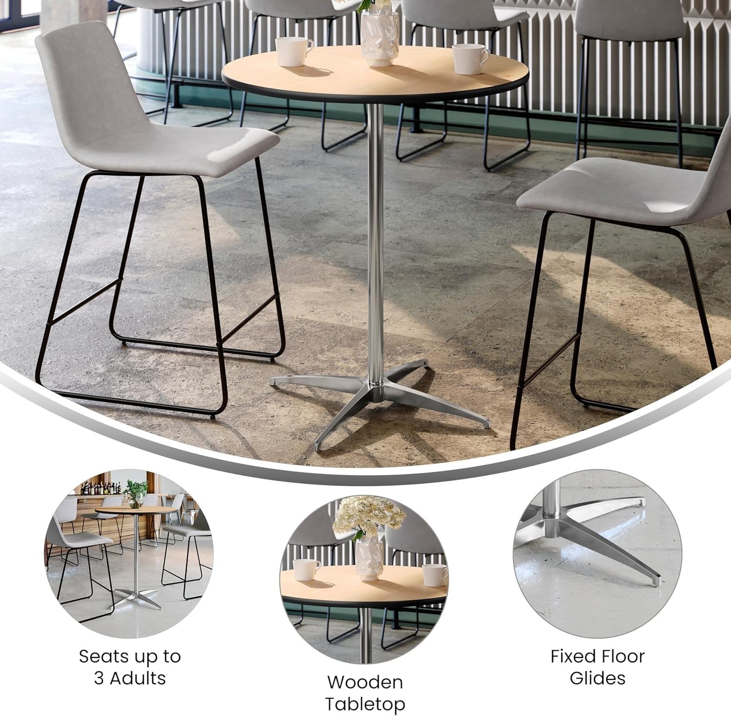 30″ Round Pub Table with Adjustable Heights – Ideal for Indoor/Outdoor Events